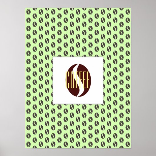 Poster Mot Motif de cadre pour fèves de café funky (Devant)