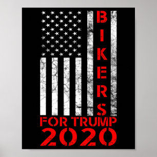 Poster Motards Pour Trump 2020 Drapeau Américain Conserva