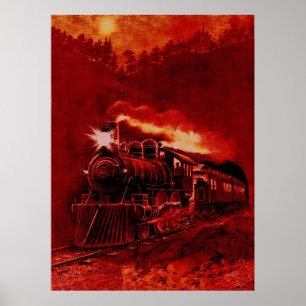 Poster Moteur à vapeur magique Train victorien