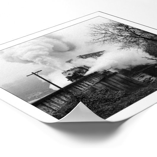 Poster Moteur À Vapeur Traversant Un Pont (Coin)