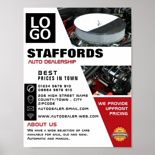 Poster Moteur automobile, concessionnaire automobile Publ (Devant)
