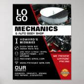 Poster Moteur automobile, mécanique automobile et réparat (Devant)