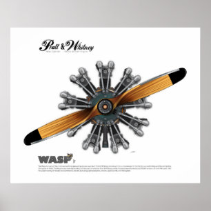 Poster Moteur d'avions radial avec l'affiche d'art