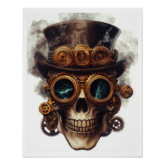 Poster Moteur de crâne Steampunk (Devant)