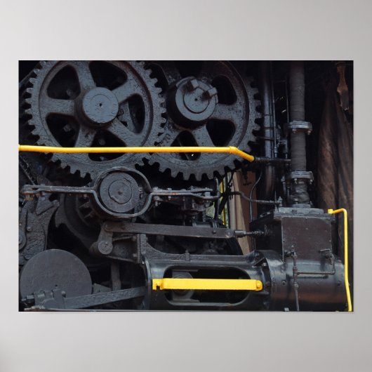 Poster Moteur de train ferroviaire Roues et Cogs industri (Devant)