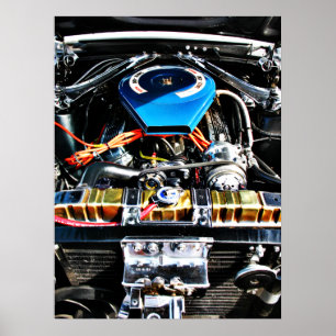 Poster Moteur de voiture américain de muscle