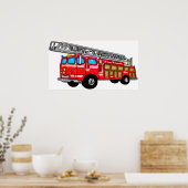 Poster Moteur d'incendie de crochet et d'échelle (Cuisine)
