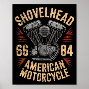 Poster Moteur Shovelhead Vtwin Moto Hd Vintage Dessin