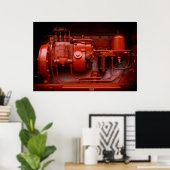 Poster Moteur Tracteur rouge (Bureau à domicile)