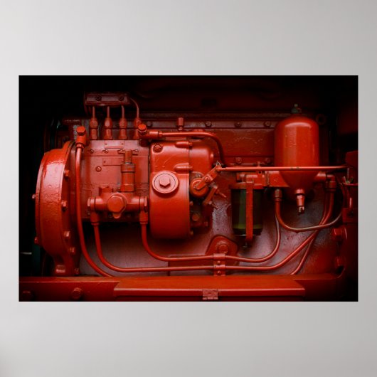 Poster Moteur Tracteur rouge (Devant)