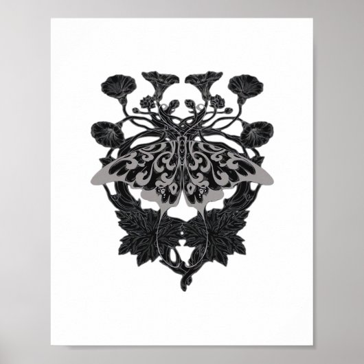 Poster Moth Talisman - Dessin Whimsigoth - Version blanch (Devant)