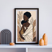 Poster Mother & Child Afro Line Art Print