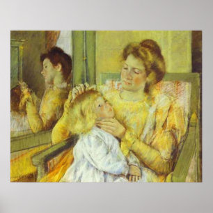 Poster Mother Combing Her Child's Hair. 1901, Mary Cassat