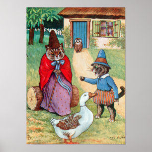 Poster Mother Goose à la maison, Louis Wain