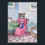 Poster Mother Knitting with Kitten in Cradle, Louis Wain<br><div class="desc">Louis Wain (5 August 1860 – 4 July 1939) was an English artiste known for his drawings, which consistently featured anthropomorphized large-eyed cats and kittens. In his later years he may have suffered from schizophrenia (although this claim is disputed), which, according to some psychiatrists, can be seen in his works. Quote:Wikipedia</div>