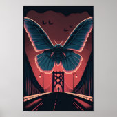 Poster Mothman and Bridge Éffrayant Wohcut Art Imprimer (Devant)