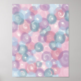 Poster Motif à bulles brillant bleu pastel rose lavande