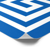 Poster Motif à clé grecque, design blanc et bleu (Coin)