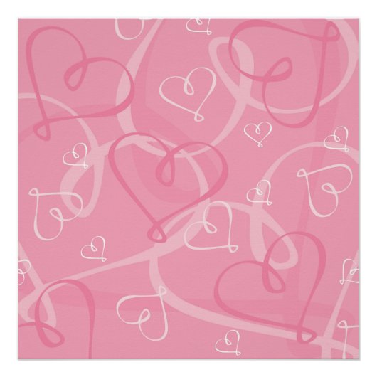 Poster Motif à coeur rose (Devant)