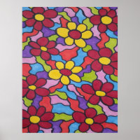 Motif à fleurs arc-en-ciel rétro