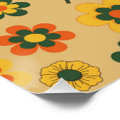 Poster Motif à fleurs Vintage orange rétro (Coin)