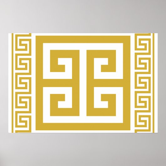 Poster Motif à la clé grecque en or (Devant)