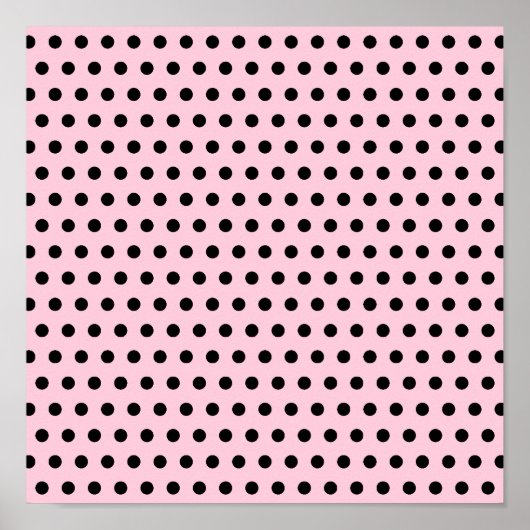 Poster Motif à points Polka rose et noir. Spotty. (Devant)