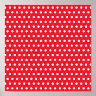 Poster Motif à points Polka rouge et blanc. Spotty.