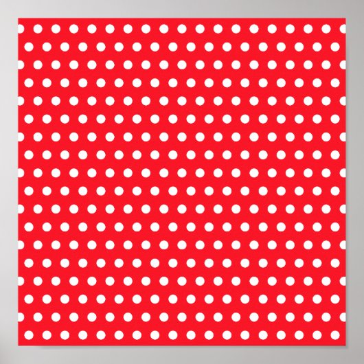 Poster Motif à points Polka rouge et blanc. Spotty. (Devant)