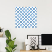 Poster Motif à rayures diamantées arlequin bleu blanc (Bureau à domicile)