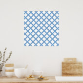 Poster Motif à rayures diamantées arlequin bleu blanc (Cuisine)