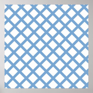 Poster Motif à rayures diamantées arlequin bleu blanc