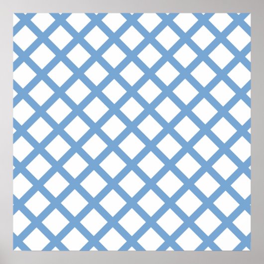 Poster Motif à rayures diamantées arlequin bleu blanc (Devant)