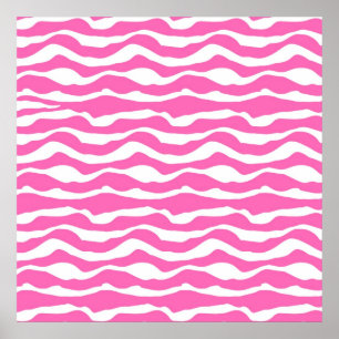 Poster Motif à rayures tendance rose et blanc Zèbre