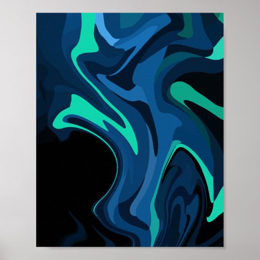Poster Motif Abstrait à balayage bleu foncé (Devant)