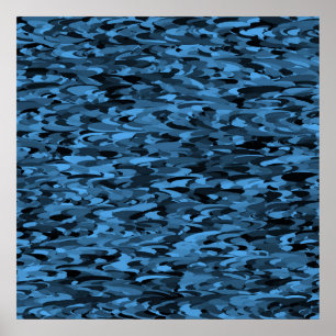 Poster Motif Abstrait Bleu Noir