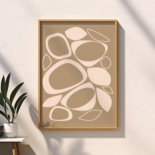 Poster Motif Abstrait Crème Beige De Style Moderne