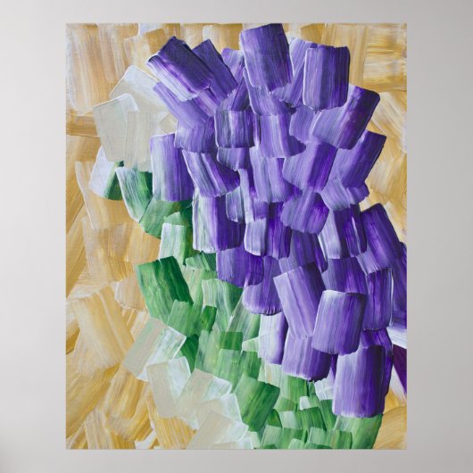 Poster Motif Abstrait de brosse violet et vert (Devant)