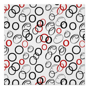 Poster Motif abstrait de cercle noir et rouge