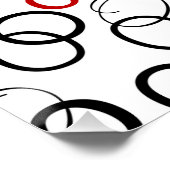 Poster Motif abstrait de cercle noir et rouge (Coin)