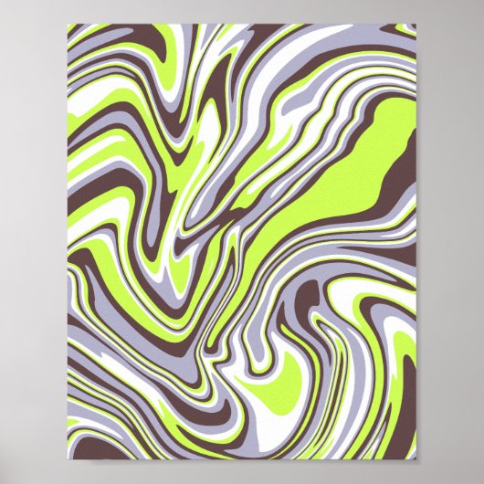 Poster Motif Abstrait de l'onde verte (Devant)
