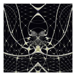 Poster Motif Abstrait de Toile d'Araignée Gothique en Or