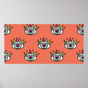 Poster Motif abstrait d'yeux de sport sans couture Créati