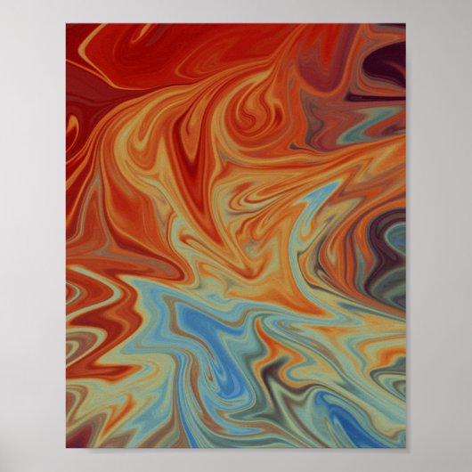Poster Motif abstrait fluide (Devant)