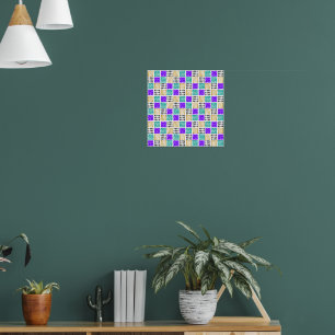 Poster Motif Abstrait Géométrique de Carrés Colorés