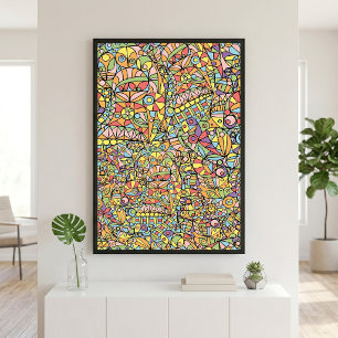 Poster Motif Abstrait Géométrique Pastel Coloré en Forme 