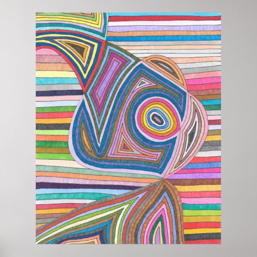 Poster Motif Abstrait géométrique rayé (Devant)