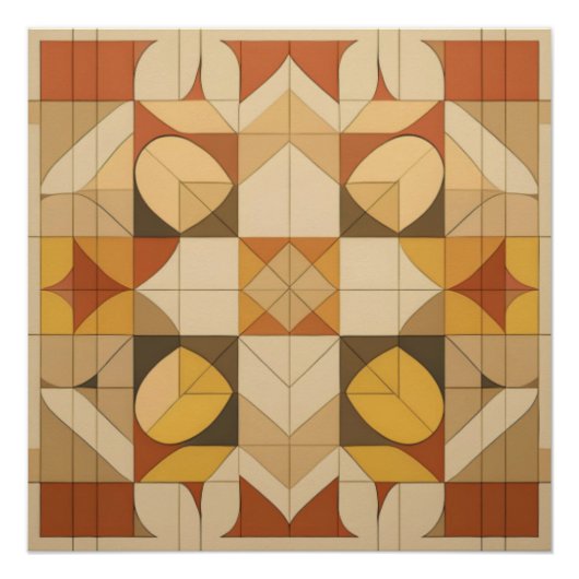 Poster Motif Abstrait géométrique - Tons chauds (Devant)