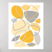 Poster Motif Abstrait Gris Jaune Moderne (Devant)