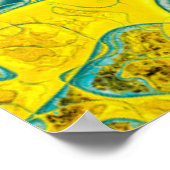 Poster Motif abstrait jaune et cyan (Coin)